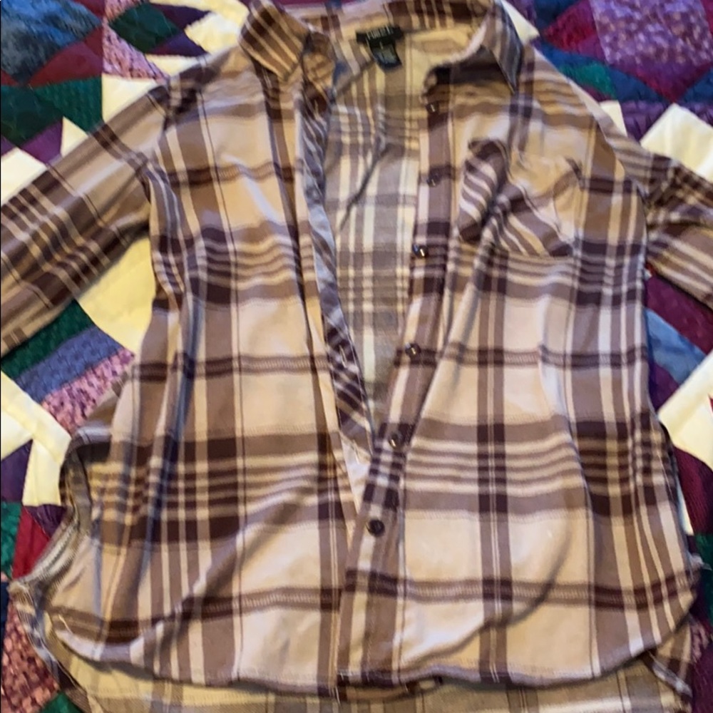 Pink plaid button down - Picture 3 of 4